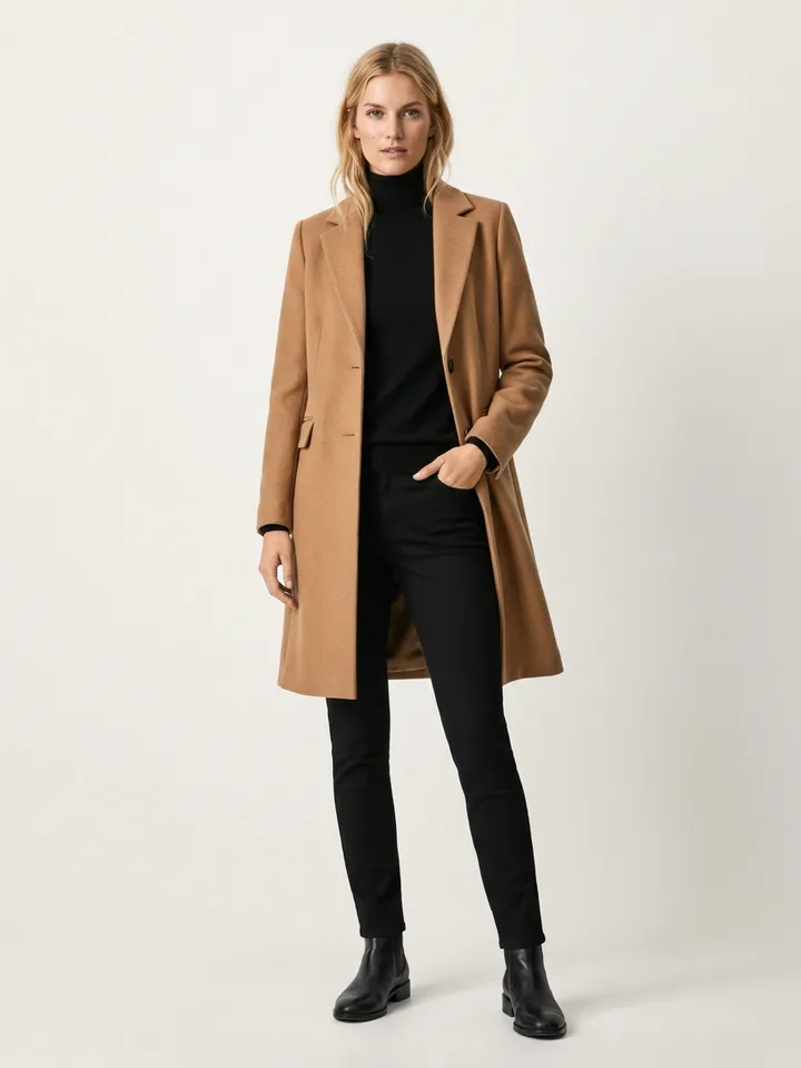 The shop's own model in the same coat